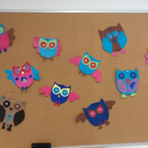 unsere bunten Halloween- Eulen