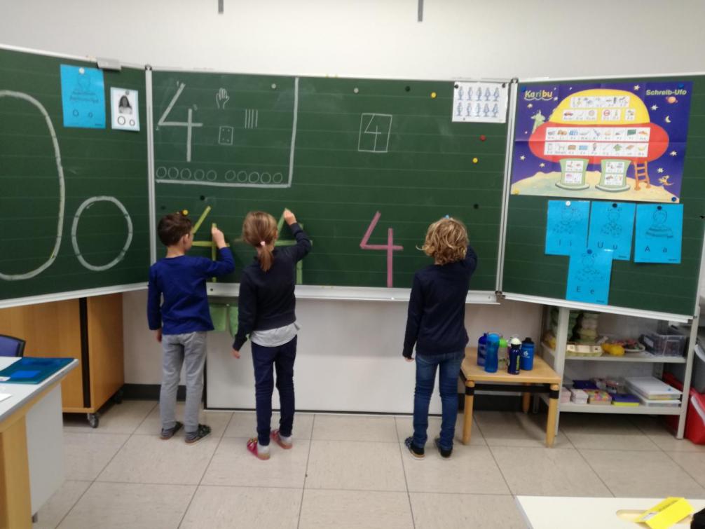Ziffern schreiben an der Tafel