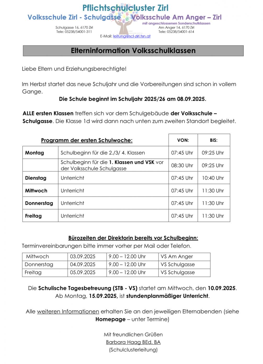 Schulbeginn
