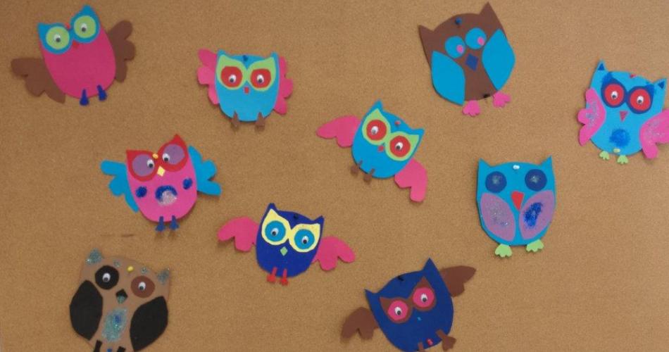 unsere bunten Halloween- Eulen